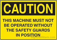 Caution This Machine Must Not Be Operated Without The Safety Guards In Position