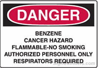 OSHA Danger Sign - Benzene Cancer Hazard Respirators Required