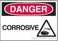 OSHA Danger Sign - Corrosive with Symbol