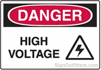 OSHA Danger Sign - High Voltage with Symbol