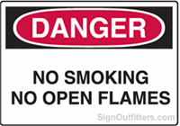 OSHA Danger Sign - No Smoking No Open Flames