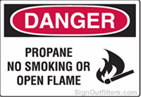 OSHA Danger Sign - Propane No Smoking Or Open Flame