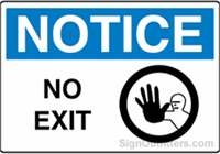 Notice No Exit with Symbol