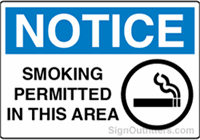 Notice Smoking Permitted In This Area with Symbol