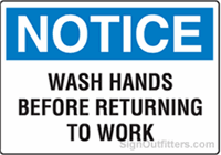 Notice Wash Hands Before Returning To Work