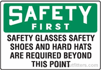 Safety Glasses Safety Shoes And Hard Hats Are Required Beyond This Point