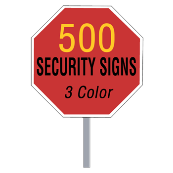 Security Yard Signs - Octagon Shape 3 Color (500 Per Box)
