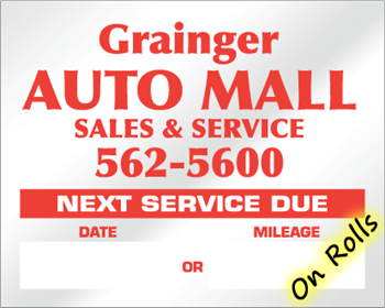 Oil Change Stickers - On Rolls of 1000 decals