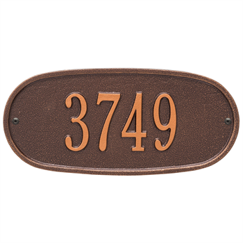 Oval Plaque Standard Address Plaque Wall Sign - One Line - Antique Copper