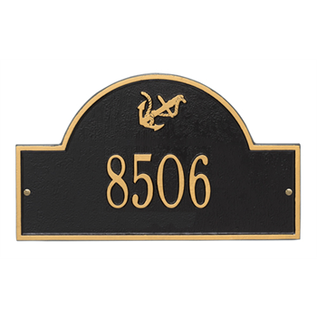Anchor Arch Address Plaque - One Line - Black / Gold