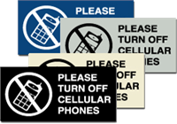 Braille Sign - Please Turn Off Cellular Phones - ADA Signage - 6'' x 3''