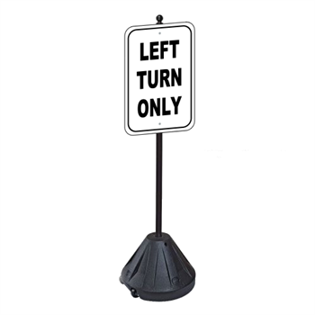 Left Turn Only Sign with Portable Pole