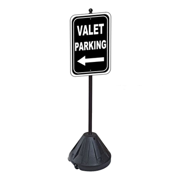 Valet Parking with Left Arrow Sign with Portable Pole