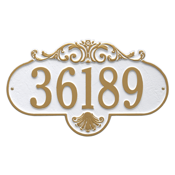 Rochelle Grande Address Plaque Wall Sign - One Line - White / Gold