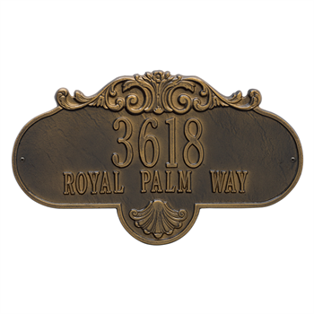 Rochelle Grande Address Plaque Wall Sign - Two Line - Antique Brass