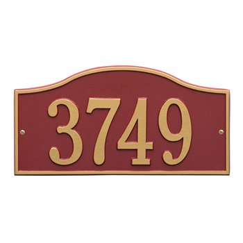 Rolling Hills Standard Address Wall Plaque - One Line - Red / Gold