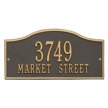 Rolling Hills Standard Address Plaque Wall Sign - Two Line - Bronze / Gold