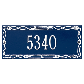 Sailor's Knot Address Plaque - One Line - Blue / White