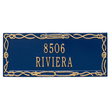 Sailor's Knot Address Plaque - Two Line - Blue / Gold