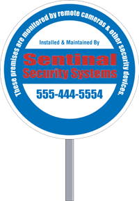 Security Yard Signs - Circle Shape - 2 Color - Stake Included