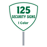 Buy 125 Custom One Color Shield Shaped Security Signs