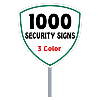 Security Yard Signs - Shield Shape 3 Color (1000 Per Box)