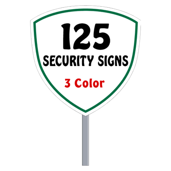 Security Yard Signs - Shield Shape 3 Color (125 Per Box)