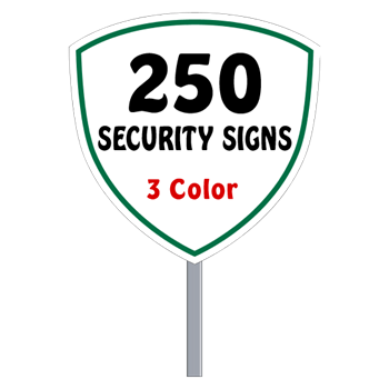 Security Yard Signs - Shield Shape 3 Color (250 Per Box)