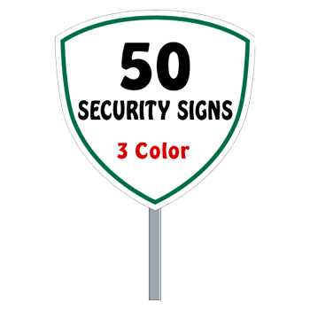 Security Yard Signs - Shield Shape 3 Color (50 Per Box)