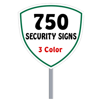 Security Yard Signs - Shield Shape 3 Color (750 Per Box)