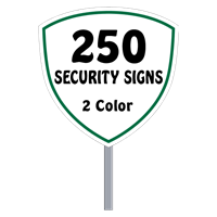 Buy 250 Custom Two Color Shield Shaped Security Signs