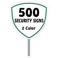 Buy 500 Custom Two Color Shield Shaped Security Signs