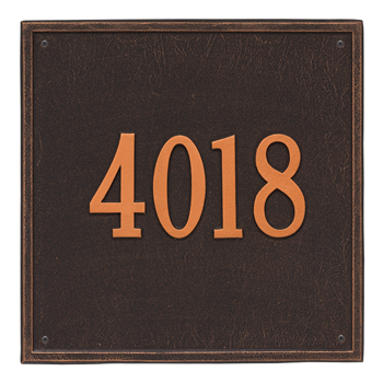 Square Estate Address Plaque Wall Sign - One Line - Oil Rubbed Bronze