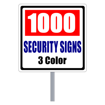 Security Yard Signs - Square Shape 3 Color (1000 Per Box)
