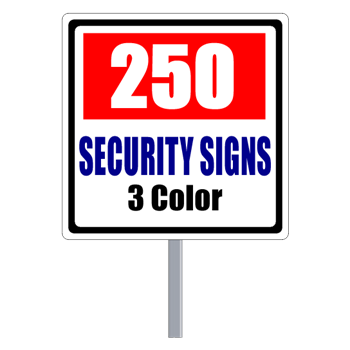 Security Yard Signs - Square Shape 3 Color (250 Per Box)