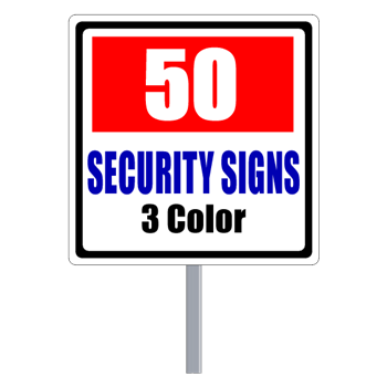 Security Yard Signs - Square Shape 3 Color (50 Per Box)