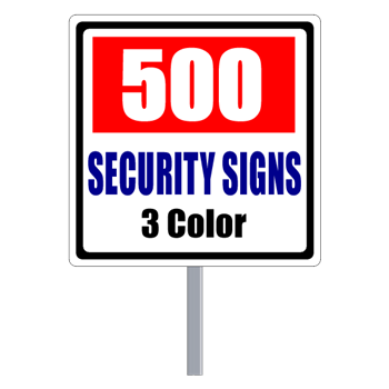 Security Yard Signs - Square Shape 3 Color (500 Per Box)