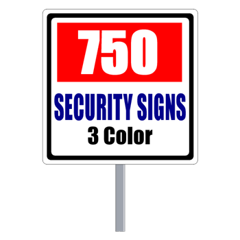 Security Yard Signs - Square Shape 3 Color (750 Per Box)