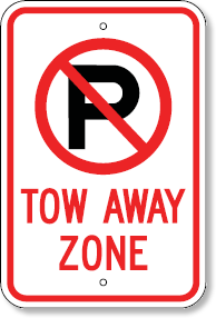 Tow Away Zone with No Parking Symbol