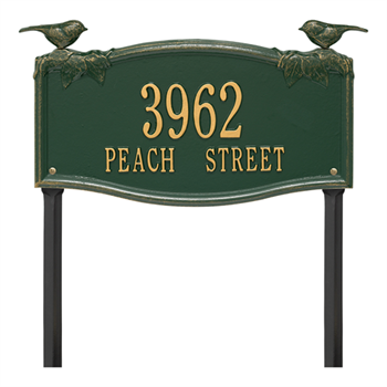 Vine Chickadee Garden Personalized Lawn Plaque - Green / Gold