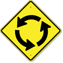 Circular Intersection (Traffic Circle Symbol) Sign 24 x 24