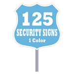 Buy 125 Custom One Color Badge Shaped Security Signs