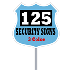 Security Yard Signs - Badge Shape 3 Color (Box of 125)