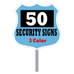 Security Yard Signs - Badge Shape 3 Color (Box of 50)