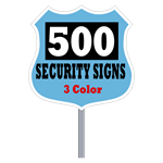 Security Yard Signs - Badge Shape 3 Color (Box of 500)