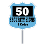 Buy 50 Custom Two Color Badge Shaped Security Signs