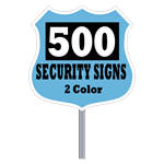 Buy 500 Custom Two Color Badge Shaped Security Signs