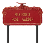 Butterfly Rose Garden Personalized Lawn Plaque - Red / Gold