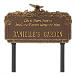 Butterfly Rose Garden Quote Personalized Lawn Plaque - Bronze / Gold