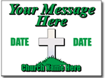 Two Color Church Yard Sign Template. Image with Black and Emerald Green